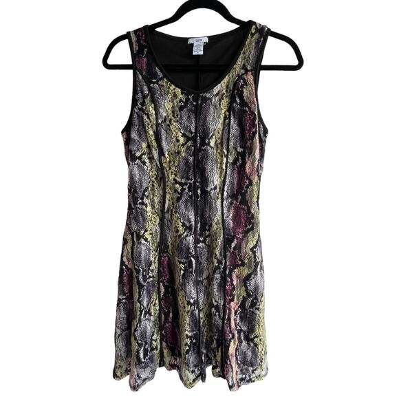 BAR III Sleeveless Mesh Lace DRESS Women's Small Black Yellow Pink Gray Lined - Picture 2 of 9